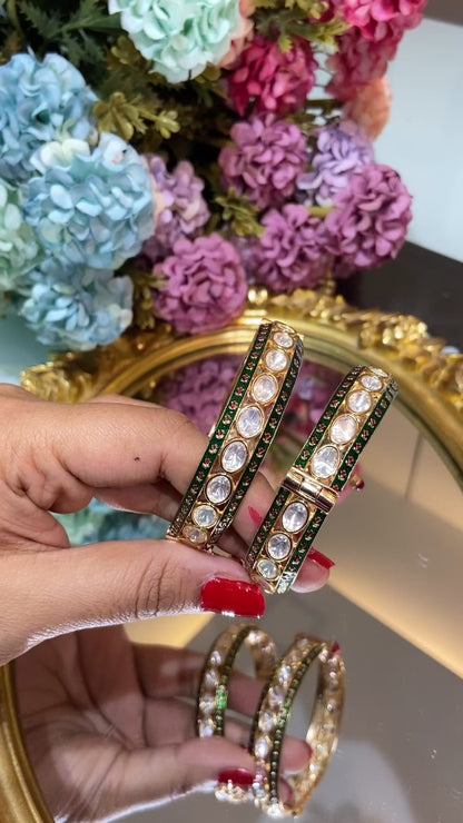 Adbhut Moissanite Polki Bangles (pair) OPENABLE 🪄