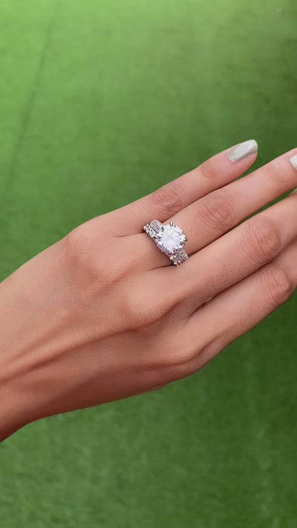 3ct round ring with support band (stackable)
