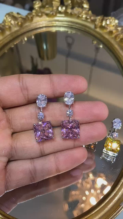 Square drop colour Earrings 🎀