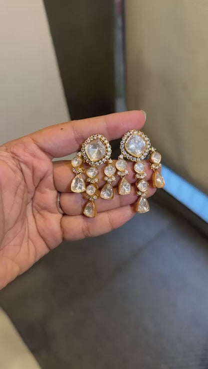 Layered Moissanite Polki Earrings