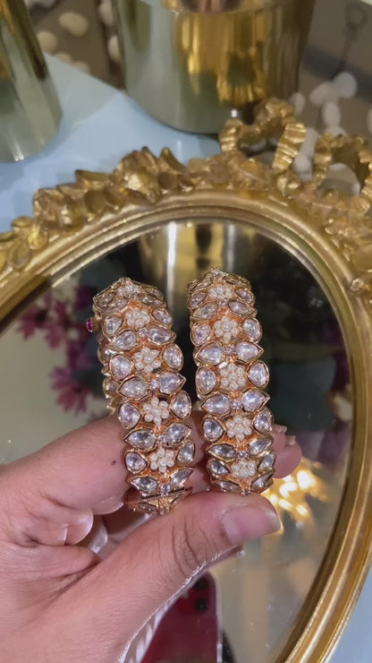 Pearl embedded polki kada (Pair)