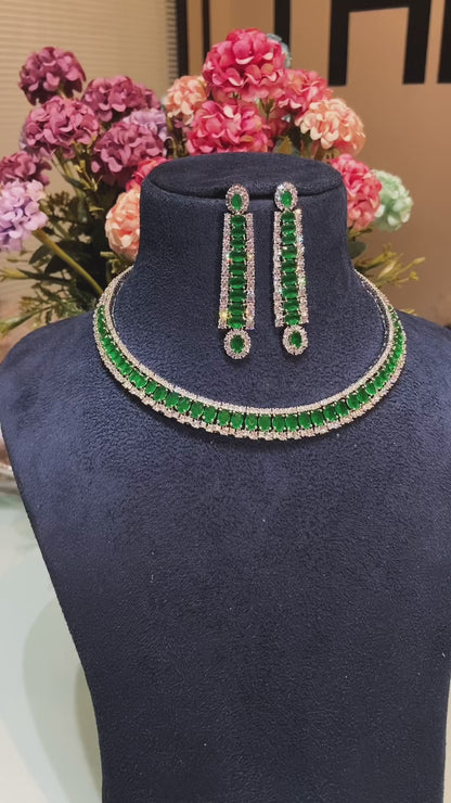 EMERALD BAUGETTE DOUBLET DIAMOND SET