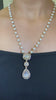 Pearl string Moissanite polki pendant chain earring set