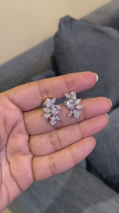 Crystal Leaf Cluster Studs