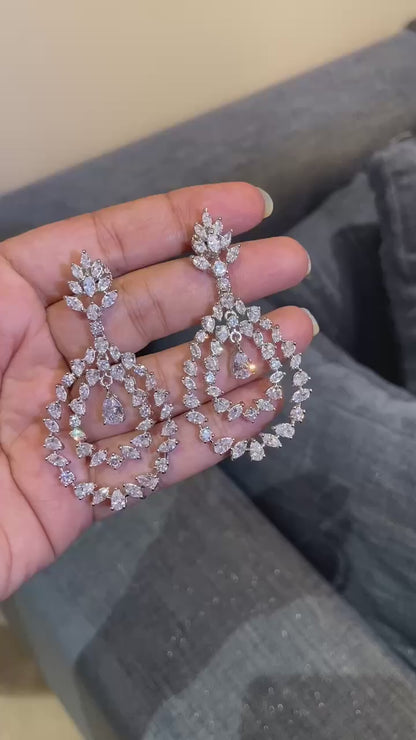 Double-Halo Teardrop Dangle Cocktail Earrings 🤎🤎