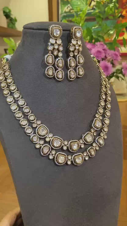 Double-Layer victorian Polki Statement Necklace