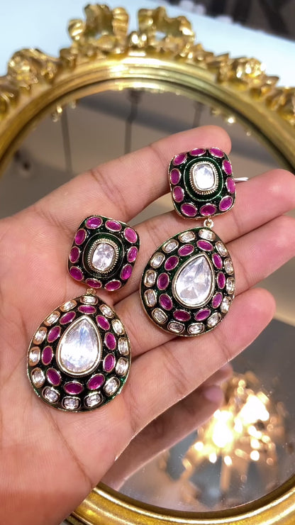 ANAMIKA MEENAKARI MOISSANITE POLKI EARRINGS