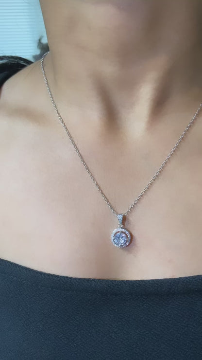 Round halo daily wear pendant chain 🫶🏻