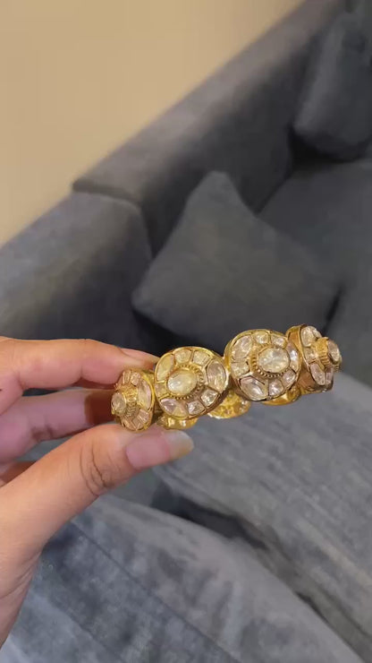 The Sheesh Mahal Moissanite polki kada (single piece)