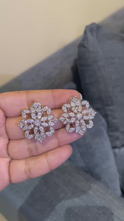 Floral Snowflake Marquise Studs