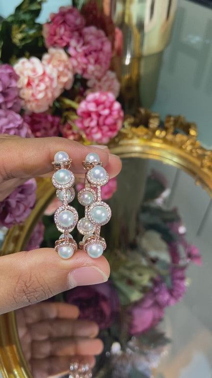 Pearl Diamond Hoops