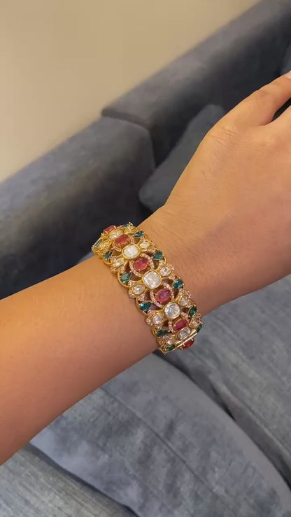 The Noorani Broad moissanite polki kada(single piece)