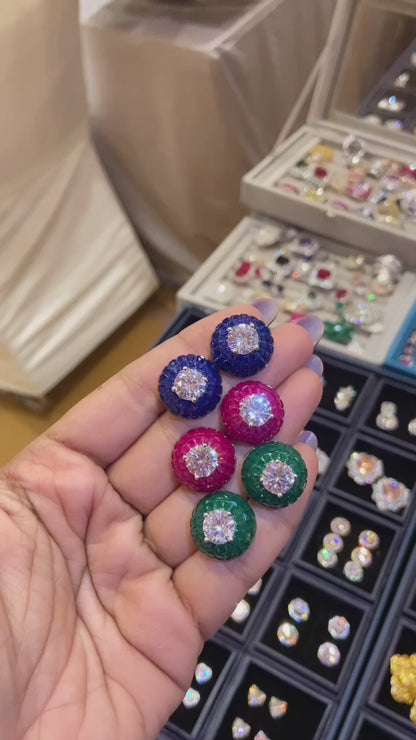 Dome Invisible setting earrings