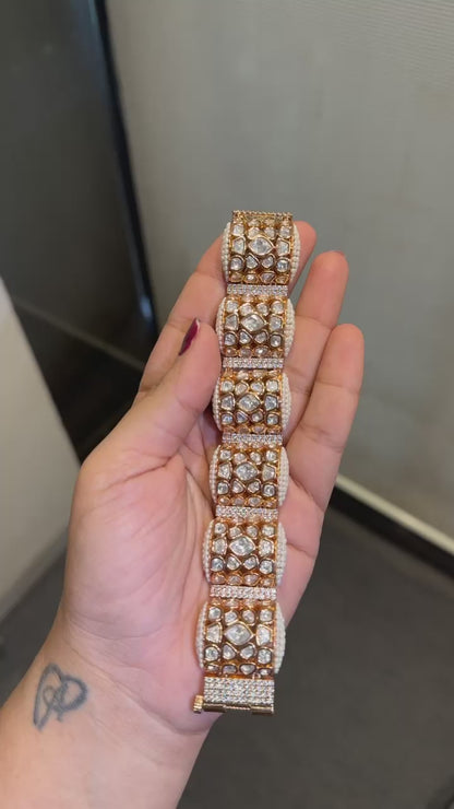 Moissanite polki Gajra Kada/ Bracelet (single piece)