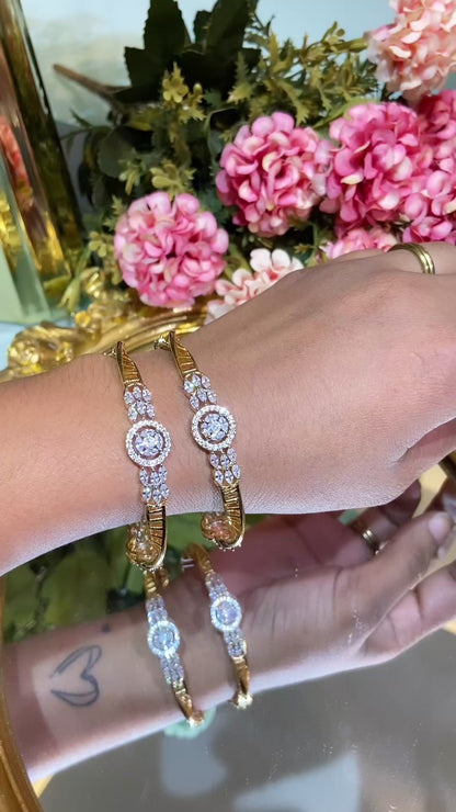 Cluster marquise drop DIAMOND  design bangles  - PAIR 🖤