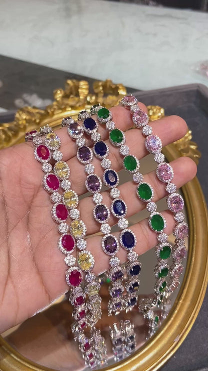 Oval Halo Tennis Bracelet