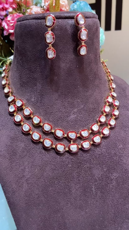 DOUBLE LINE MEENAKARI NECKLACE SET