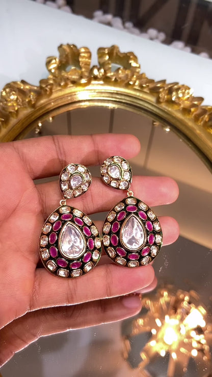 ATHIYA MEENAKARI MOISSANITE POLKI EARRINGS