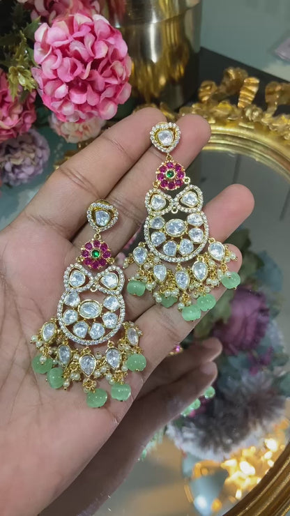 Sharara Moissanite Polki Earrings 🫰🏻