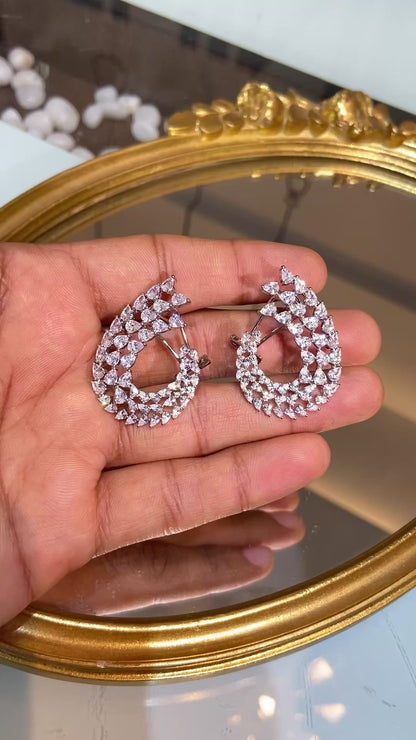 Triple-Row Marquise Hoop Drops
