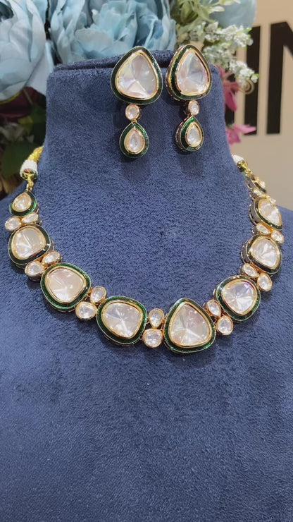 Single Liner Festive evergreen meena kundan polki necklace set