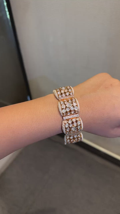 Moissanite polki Gajra Kada/ Bracelet (single piece)