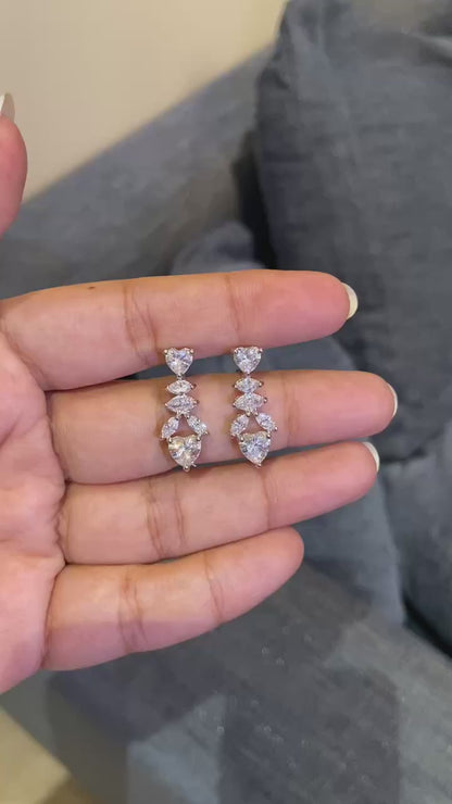 Heart Crystal Drop Earrings