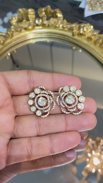 Rose swirling polki Studs
