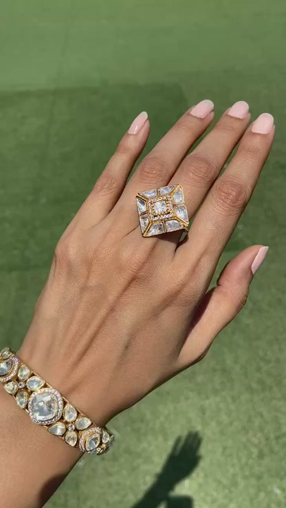 Square Polki Ring
