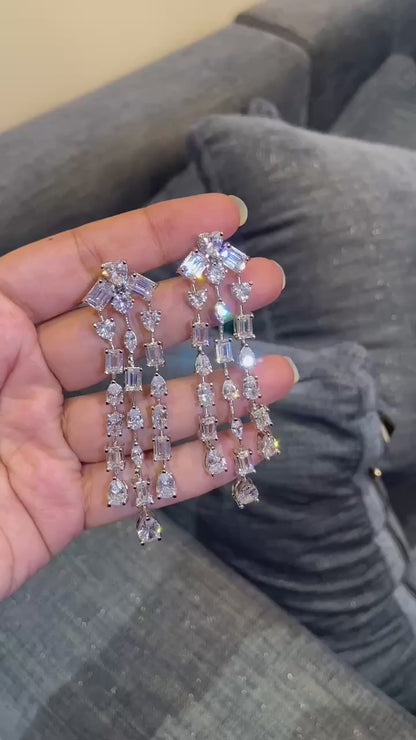 Multi-Strand Baguette & Teardrop cocktail Earrings 🤎🤎