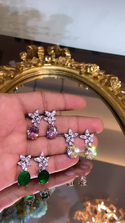 OVAL DROP COLOUR EARRING