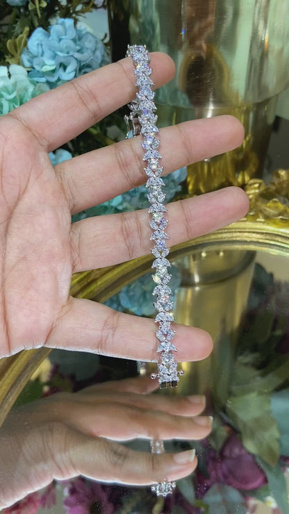 Flower designer tennis bracelet