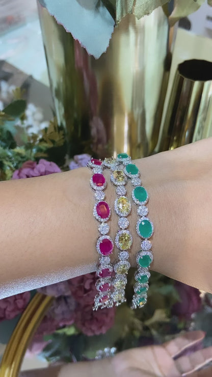 Oval Halo Tennis Bracelet