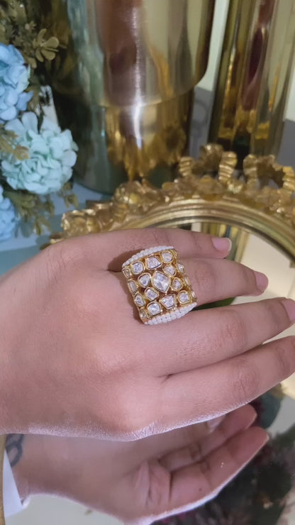 Pearl Polki Adjustable ring