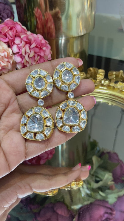 Festive moissanite polki earrings