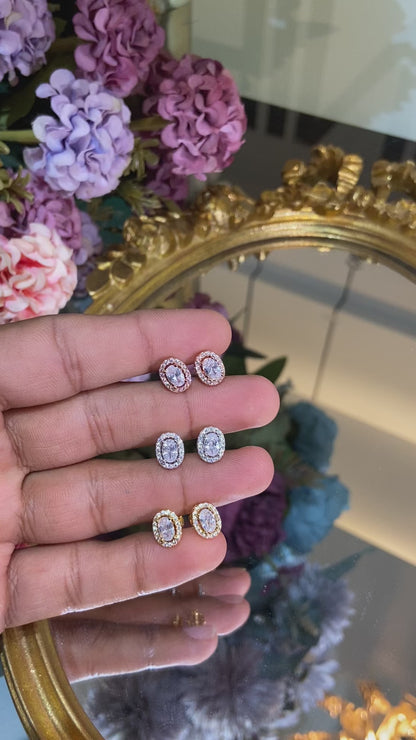 OVAL HALO EARRINGS