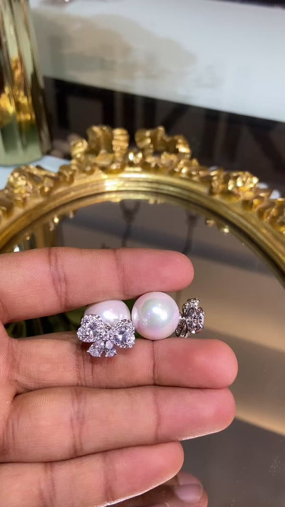 FRONT BACK BOW PEARL EARRING