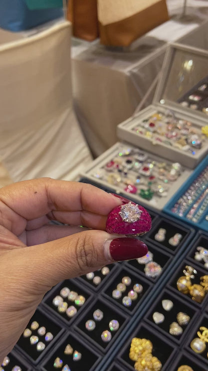 Invisible setting cocktail colour rings (Adjustable) 🩶