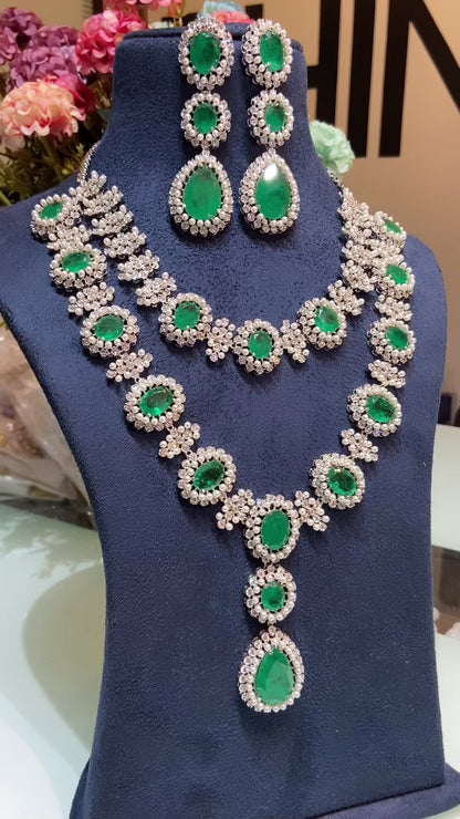 HAILEY DOUBLET DIAMOND PEARL SET