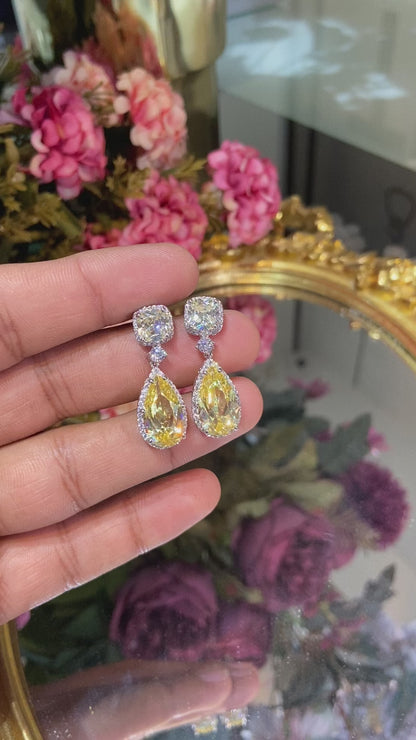 Cushion tear drop sparkly colour earrings 🎀