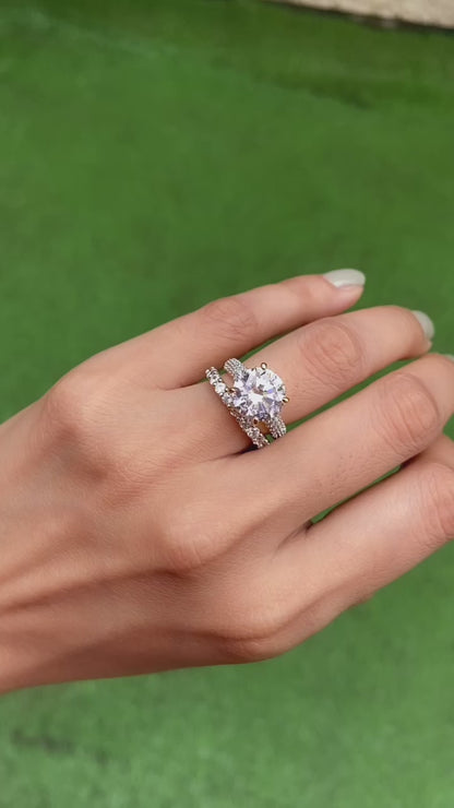 3ct round ring with support band (stackable)