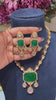 Festive Green doublet Moissanite polki set