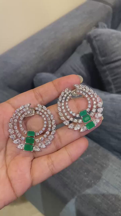Emerald Statement Hoop cocktail earrings 🤎🤎
