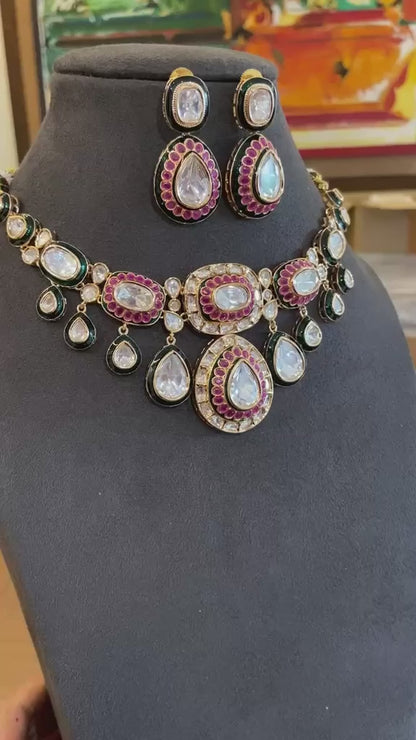 Meera Teardrop Ruby & Polki Choker Set