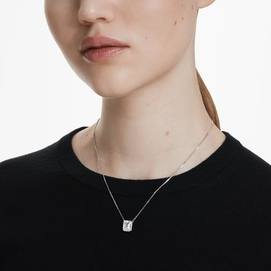 3 ct EMERALD CUT solitaire pendant with chain