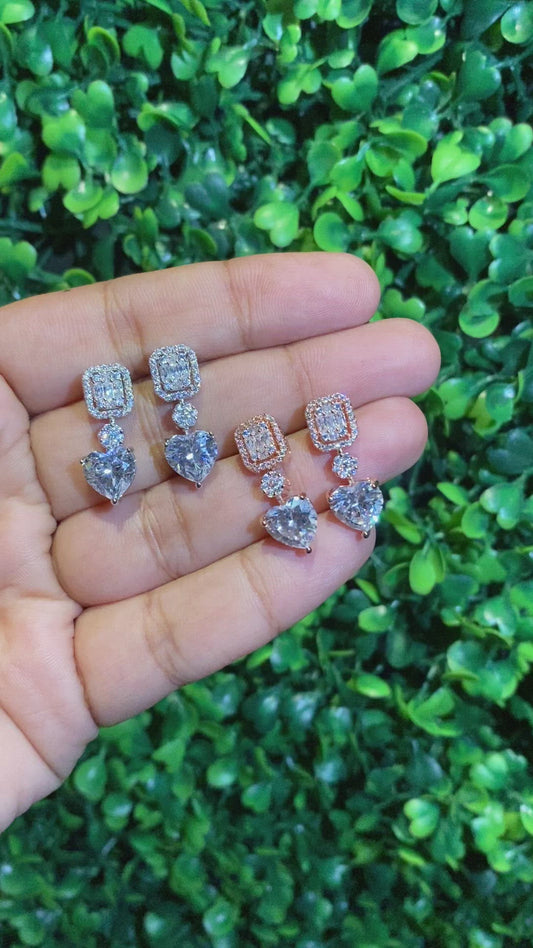 Clustered Heart Drop earrings