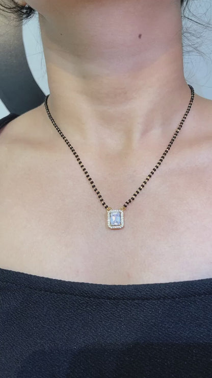 EMERALD CUT HALO MANGALSUTRA