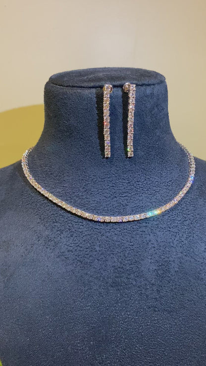 3mm(0.10ct) single line diamond necklace set