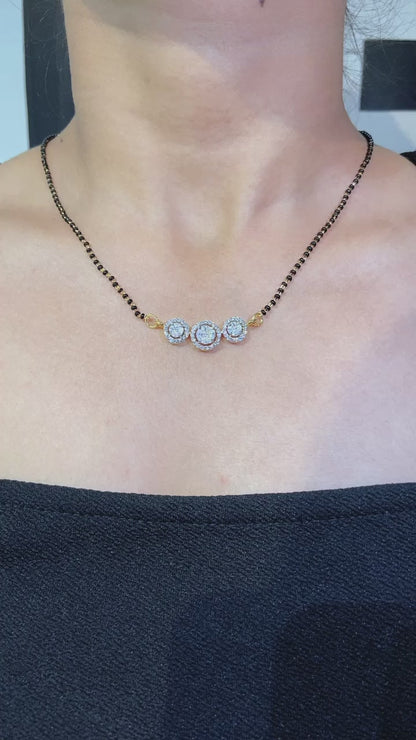 3 ROUND CLUSTER HALO MANGALSUTRA