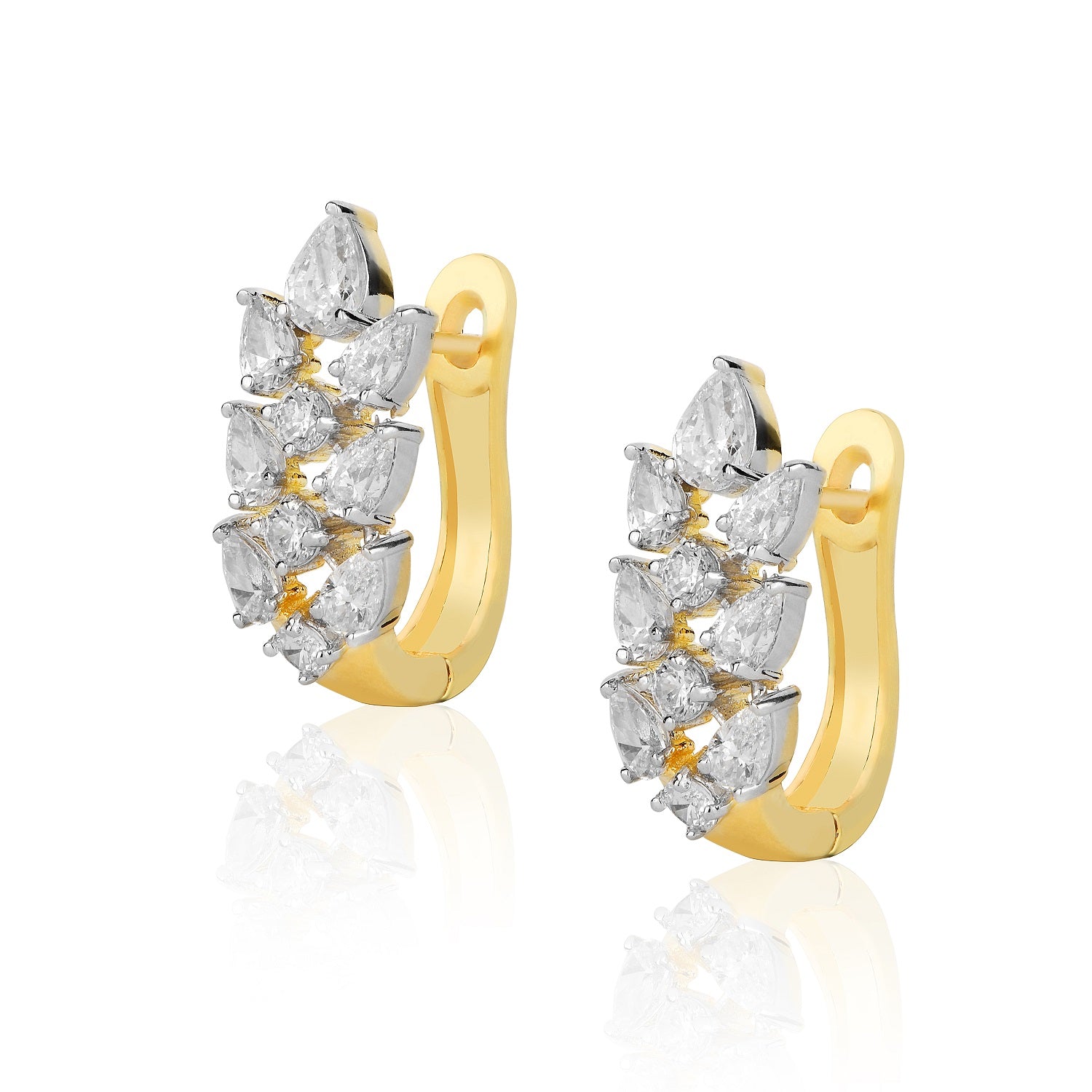 Buy Kairangi by Yellow Chimes Metal Triple Layered Half Bali Hoop Clip On  Crystal Studded Earrings for Women and Girls - 8 cm Online at Best Prices  in India - JioMart.